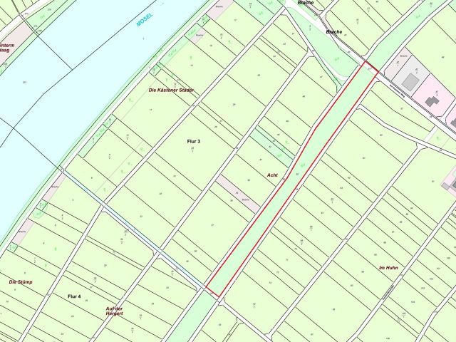 Lageskizze - Mit Wildwuchs, Gehölzen und Büschen bewachsene Fläche zwischen Weinbergen an der Mosel