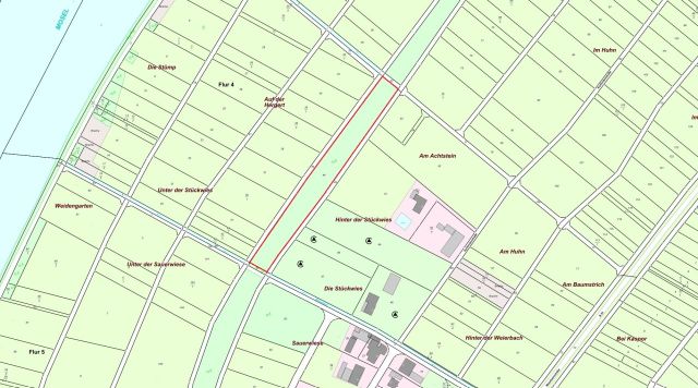 Lageskizze - Mit Büschen und Gehölzen naturbelassene Fläche zwischen Weinbergen an der Mosel und neben dem ´Campingplatz Georgshof´
