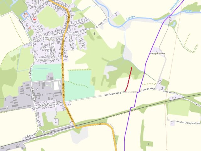 Lageskizze mit Umgebung - Waldfläche und vertragslos genutzte Landwirtschaftsfläche **etwa 2 km von dem Baggersee & dem Schloss Gusow entfernt**