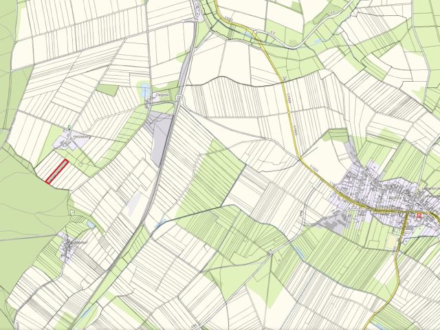 Lageskizze mit Umgebung - 1/2 Miteigentumsanteil an einer verpachteten Landwirtschaftsfläche südöstlich der Kleinsiedlung Hetzeberg