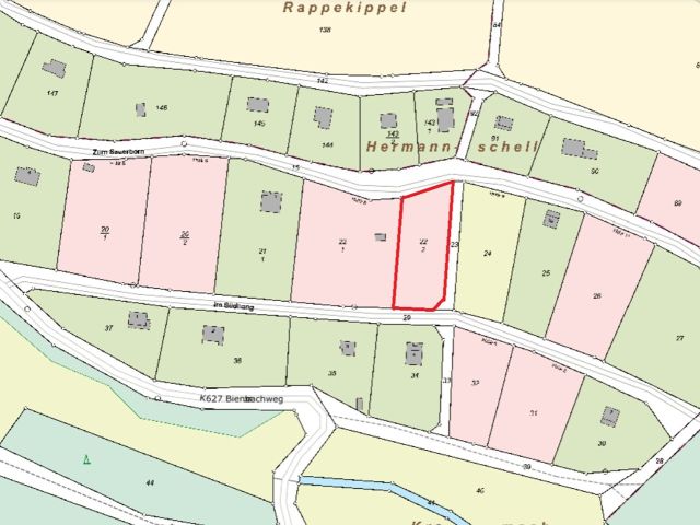 Lageskizze - Vertragsfreies Wochenendgrundstück - Lage innerhalb eines B-Planes **etwa 40 km vom Wiesbadener Zentrum entfernt**