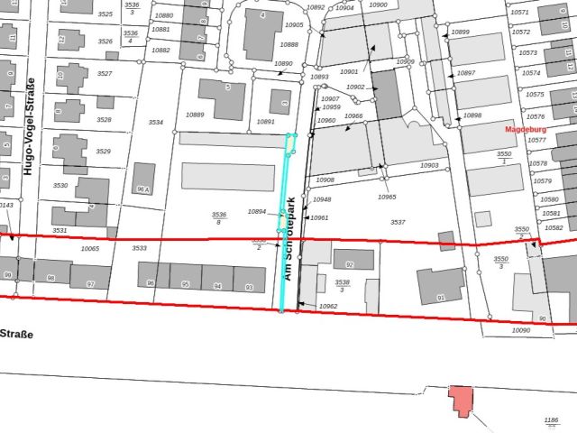 Lageskizze - Innerörtliche Fläche im Wohngebiet an der Großen Diesdorfer Straße**vertragslos genutzt und nicht öffentlich gewidmet**