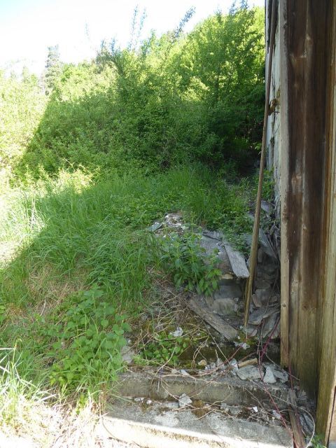 Blick auf Geländetreppe am Giebel - Leerstehende Doppelhaushälfte mit Garage zwischen Wernigerode, Halberstadt und Quedlinburg