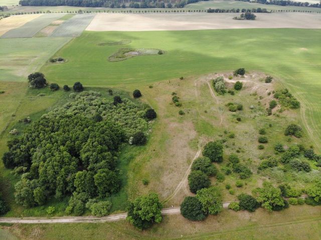 Blick auf Verkaufsfläche und Umgebung - Großes bis 30.09.2025 verpachtetes Freizeit-/Gartengrundstück in der Sternberger Seenlandschaft