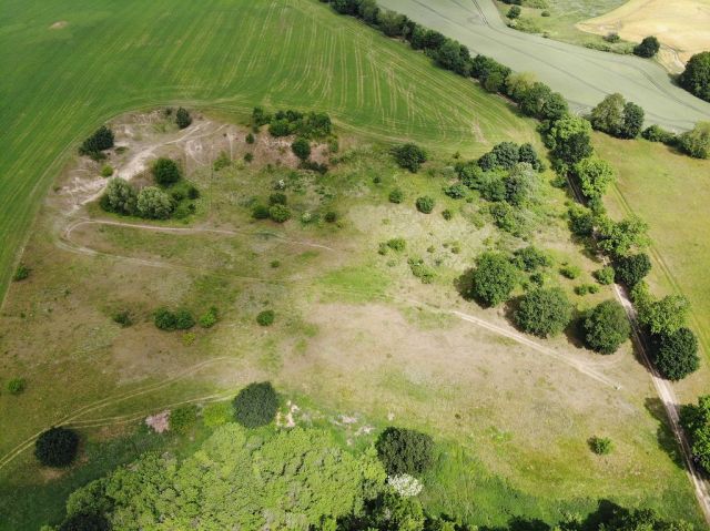 Blick auf Verkaufsfläche und Umgebung - Großes bis 30.09.2025 verpachtetes Freizeit-/Gartengrundstück in der Sternberger Seenlandschaft