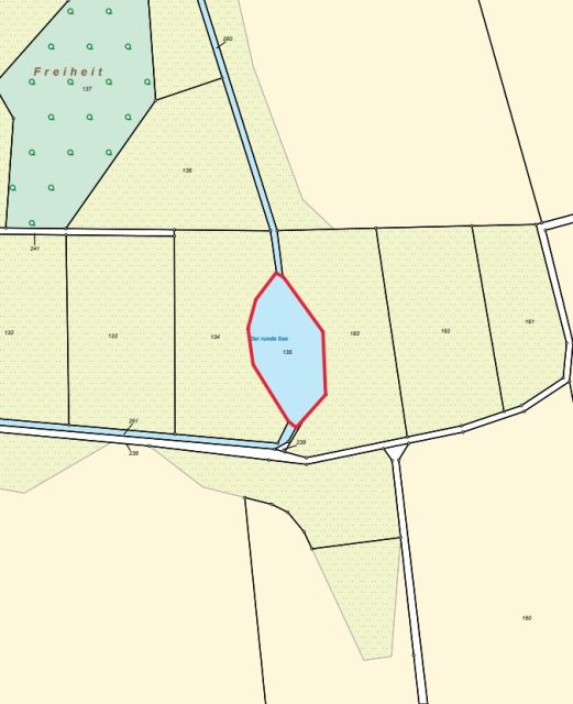 Lageskizze - Wasserfläche und Uferbereich ´Der runde See´ in der Uckermark