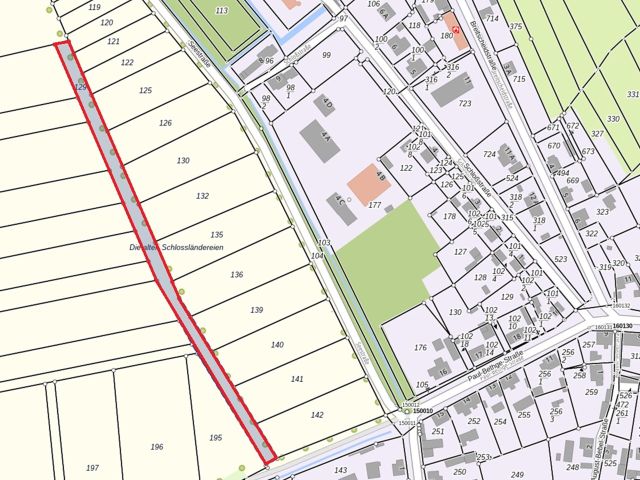 Lageskizze - Teilweise vertragslos genutzte Wald-/Gehölzfläche **nahe dem Baggersee & dem Schloss Gusow**