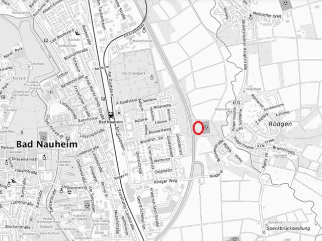 Lageskizze mit Umgebung - Vertragsfreies Grundstück **ca. 34 km vom Stadtzentrum von Frankfurt am Main entfernt**