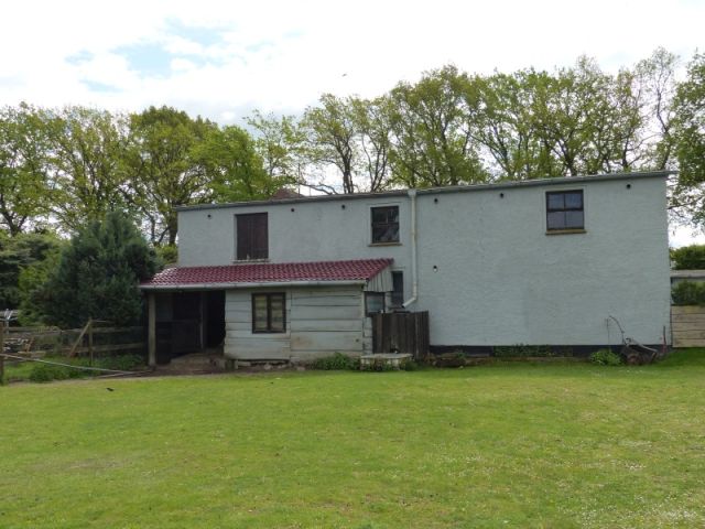 Blick auf Verkaufsfläche und angrenzende Nachbarbebauung - Vertragslos als Weideland genutzte Grünfläche im Randbereich einer Wohnsiedlung in Meyenburg in der Prignitz