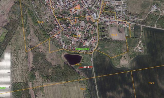 Umgebungsskizze - Bis 30.09.2027 verpachteter Grünland-/Landwirtschaftsstreifen in Wansleben am See