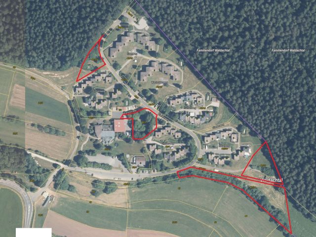 Lageskizze mit Luftbildunterlegung - 2/110 Miteigentumsanteil an Erholungsflächen im Familiendorf Waldachtal **teilweise vertragslose Nutzung**