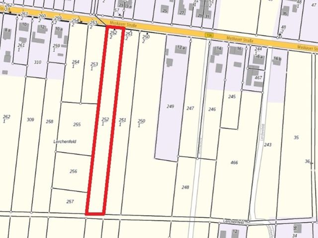 Lageskizze - Grundstück ggü. einem Wohnhaus *lt. Flächennutzungsplanentwurf tlw. Wohnbau-/Landwirtschaftsfläche*  südöstlich von Cottbus