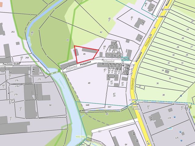 Lageskizze mit Umgebung - Grundstück mit 9 Garagen **davon 7 Garagen in Pächtereigentum - Jahrespachterlös 950 Euro** 