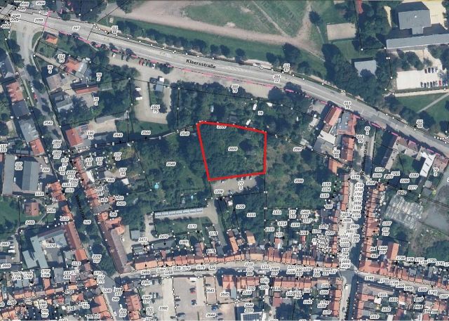 Lageskizze mit Luftbildunterlegung - Ehemaliger Garten in nördlicher Randlage der historischen Altstadt von Quedlinburg