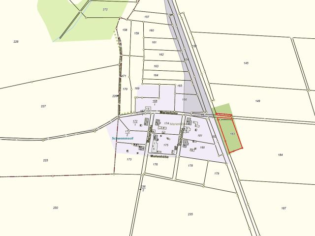 Lageskizze - Vertragsfreie mit Wildwuchs und Gehölzen bewachsene Fläche an der Bahntrasse im Landkreis Mecklenburgische Seenplatte