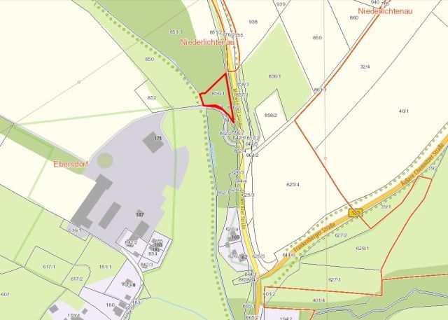 Umgebungsskizze - Waldfläche und kleine Wegefläche in Chemnitz