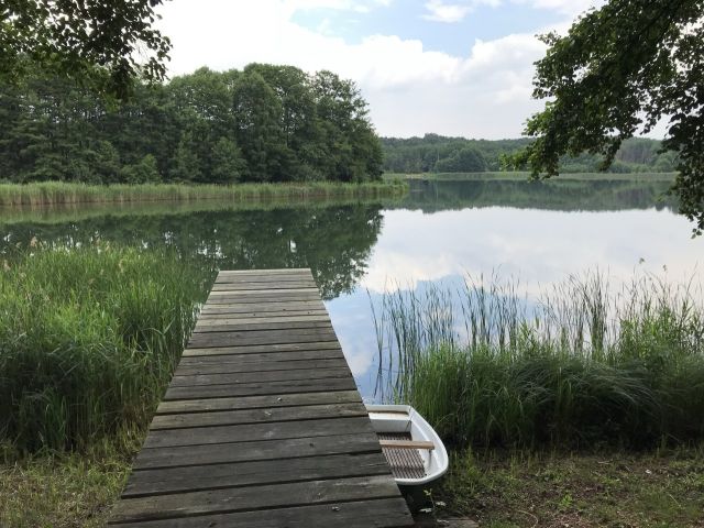 Ostteil des Pinnower Sees (Aufnahme vom Verkäufer) - Unbebautes Grundstück im Grünen am Pinnower See bei Schenkendöbern neben einem Wochenendhausgebiet