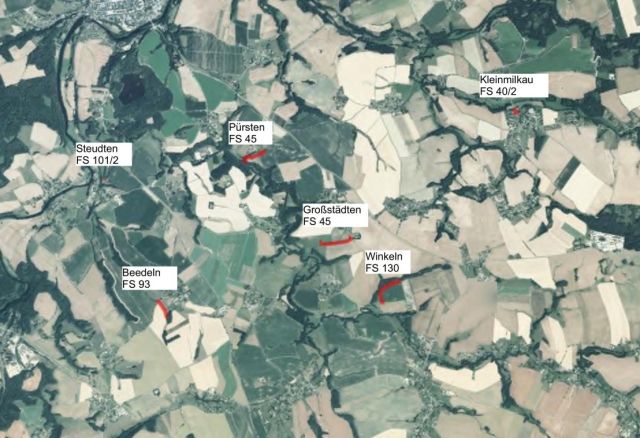 Übersicht Lage aller Flurstücke - 6 getrennt liegende Flurstücke in Streulage bei Erlau und Seelitz