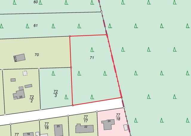 Lageskizze - Vertragsfreie Waldfläche am östlichen Ortsrand von Borkwalde neben und gegenüber von bebauten Grundstücken
