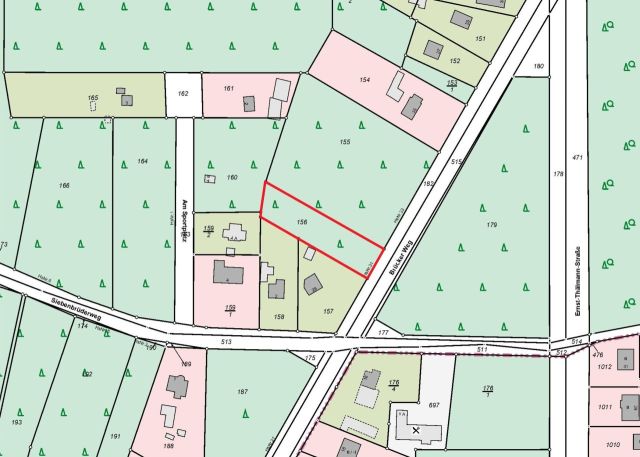 Umgebungsskizze - Vertragsfreie Waldfläche angrenzend an bebaute Grundstücke unweit des Ortskerns von Borkwalde