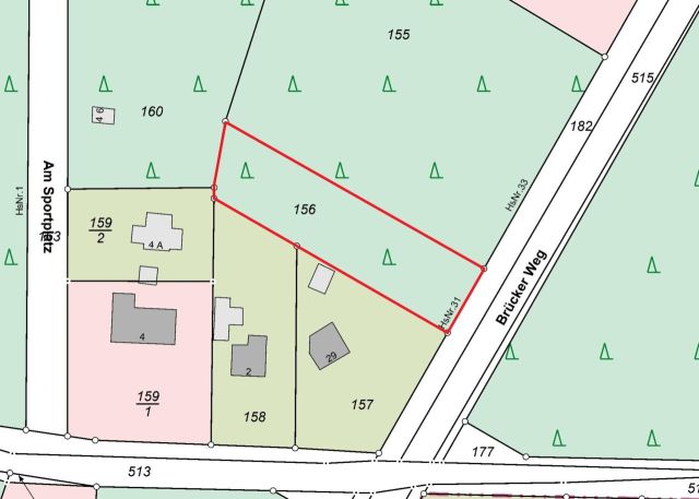 Lageskizze - Vertragsfreie Waldfläche angrenzend an bebaute Grundstücke unweit des Ortskerns von Borkwalde