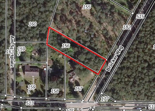 Lageskizze - Vertragsfreie Waldfläche angrenzend an bebaute Grundstücke unweit des Ortskerns von Borkwalde