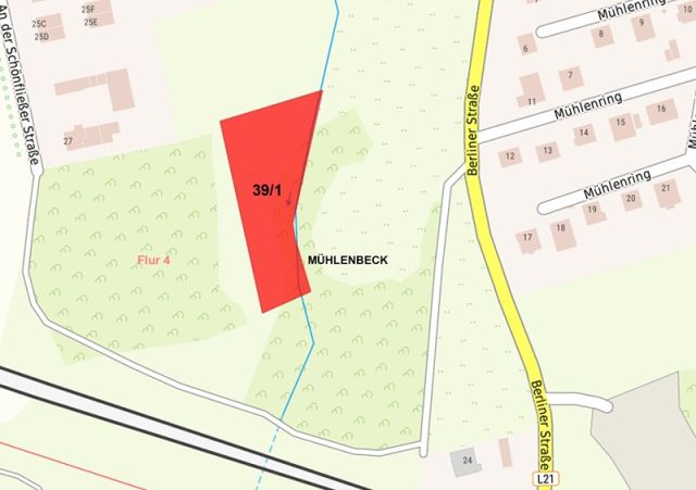 Lageskizze - Vertragsfreie Grün-/Brachlandfläche teilweise mit Gehölzbewuchs ca. 3 km nördlich der Berliner Stadtgrenze