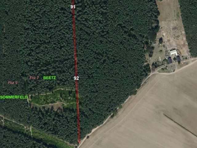 Lageskizze Flurstück 92 - Zwei Holzungsstreifen im nördlichen Berliner Speckgürtel