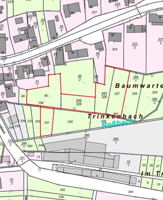 Lageskizze - Grünland teilweise mit Gehölzbewuchs zwischen einem Wohn- und einem Gewerbegebiet am Rande des Westerwalds * lt. FNP Mischgebiet