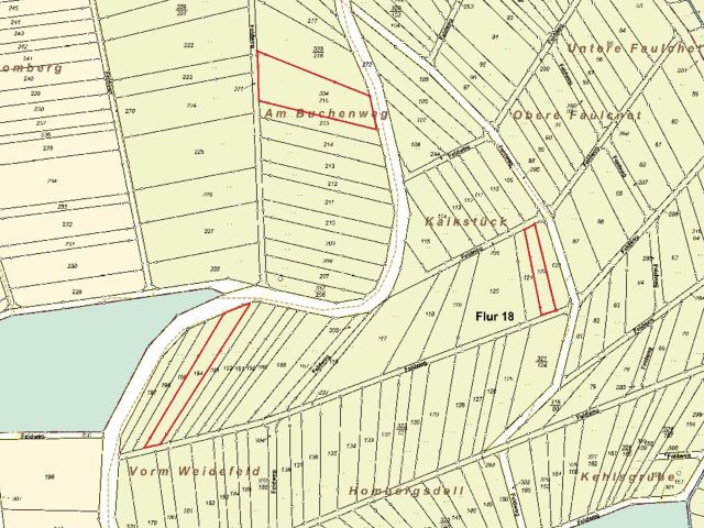 Lageskizze Flurstücke 334/216, 194 und 122 - 10 Flächen in Streulage um Weidelbach * Landwirtschafts-/Grünlandflächen, teilweise mit Gehölzen/Sträuchern und Gehölzflächen