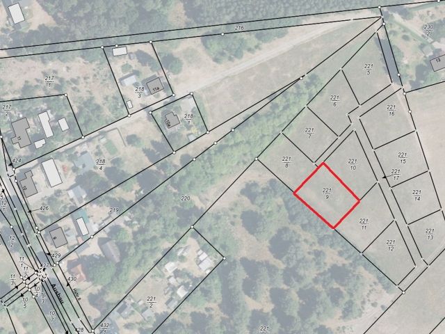 Lageskizze mit Luftbildunterlegung Flurstück 221/9 - Vertragsfreies Grundstück unweit vom Peenestrom **etwa 25 km von der Ostsee entfernt**