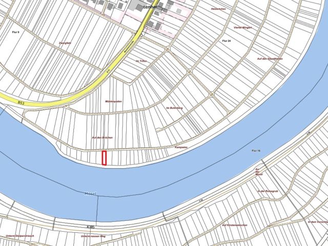 Lageskizze mit Umgebung - Ufergrundstück an der Moselschleife nordöstlich von Trier