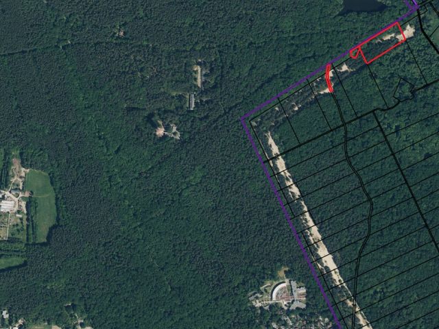 Lageskizze mit Umgebung und Luftbildunterlegung - Über 1,4 Hektar vertragsfreie Waldflächen im Waldgebiet Bieselheide **direkt an der Berliner Stadtgrenze**