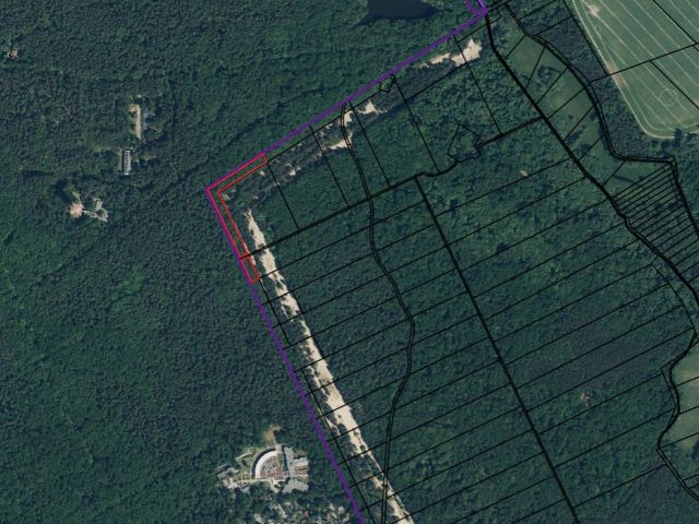Lageskizze mit Umgebung und Luftbildunterlegung - Vertragsfreie Waldflächen mit über 8.600 m² im Waldgebiet Bieselheide **direkt an der Berliner Stadtgrenze**