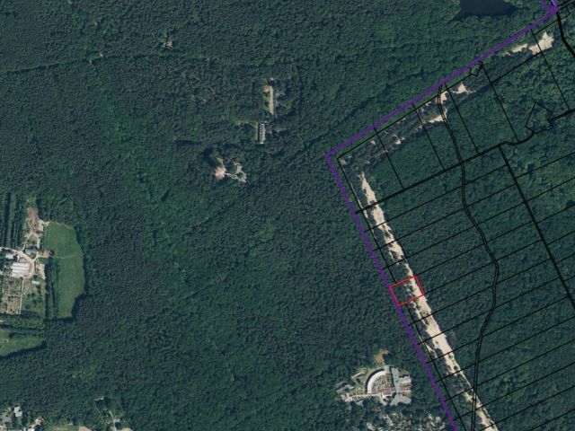 Lageskizze mit Umgebung und Luftbildunterlegung - Vertragsfreie Waldfläche im Waldgebiet Bieselheide **direkt an der Berliner Stadtgrenze**