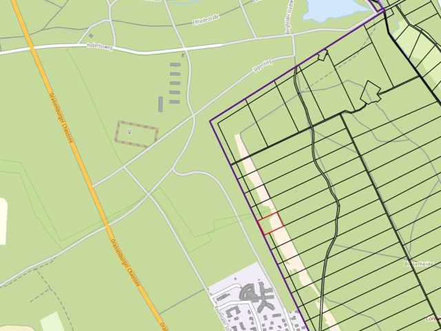 Lageskizze mit Umgebung - Vertragsfreie Waldfläche im Waldgebiet Bieselheide **direkt an der Berliner Stadtgrenze**