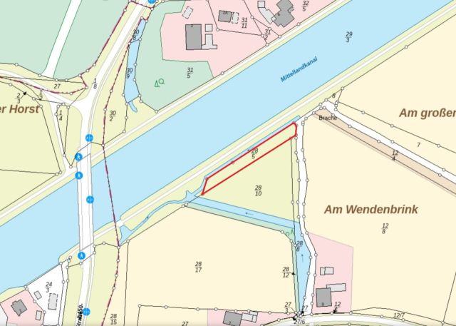 Lage des Verkaufsgegenstandes - Bewaldetes Grundstück am Mittellandkanal **vertragsfrei**