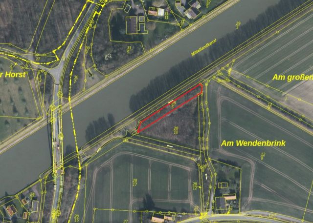 Lage des Verkaufsgegenstandes - Bewaldetes Grundstück am Mittellandkanal **vertragsfrei**
