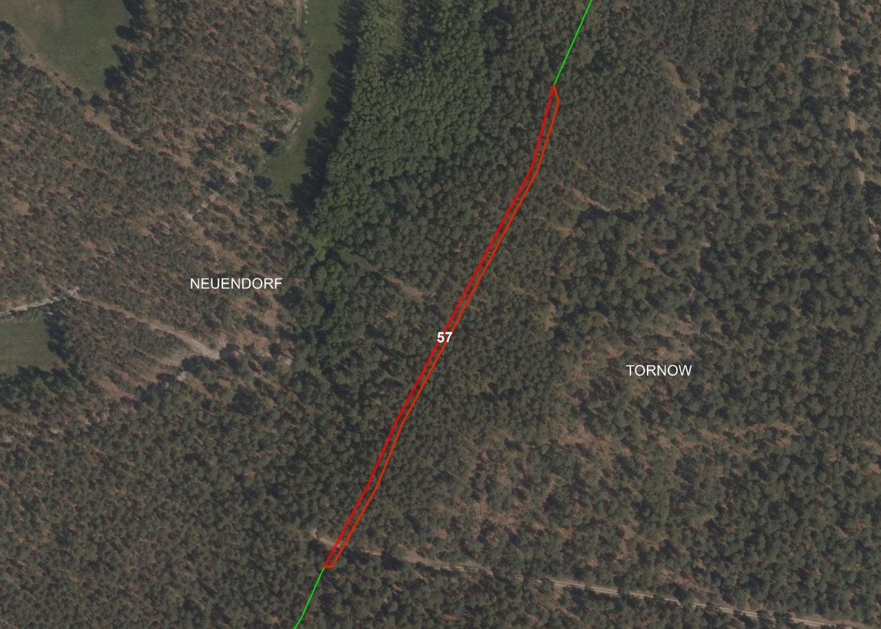 Vertragsfreier Waldstreifen südwestlich vom Briesensee und Tornower See **etwa 30 km vom Berliner Ring entfernt**