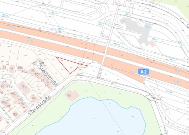 Umgebungsskizze Flurstücke 75/6, 75/7 und 60/3 - Vertragsfreie Grünfläche neben einem Wohngebiet und nahe der Serways Raststätte Lehrter See Süd sowie kleine Restfläche