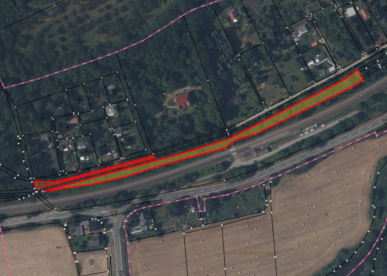 Lange Gehölzfläche gegenüber des ehemaligen Bahnhofs Haynsburg unweit der weißen Elster