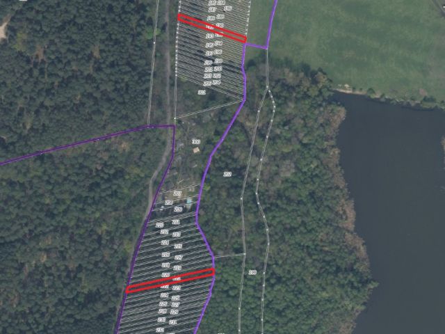 Umgebungsskizze beide Flurstücke - Eine Waldfläche und eine bis 31.12.2027 verpachtete Landwirtschaftsfläche nahe dem ´Wernsdorfer See´