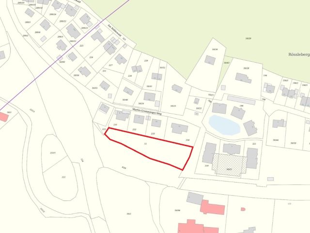 Lageskizze mit Umgebung - Grundstück im Kurort Hinterzarten im Schwarzwald ca. 27 km von Freiburg (Breisgau) entfernt *vertragsfreie Grünfläche*