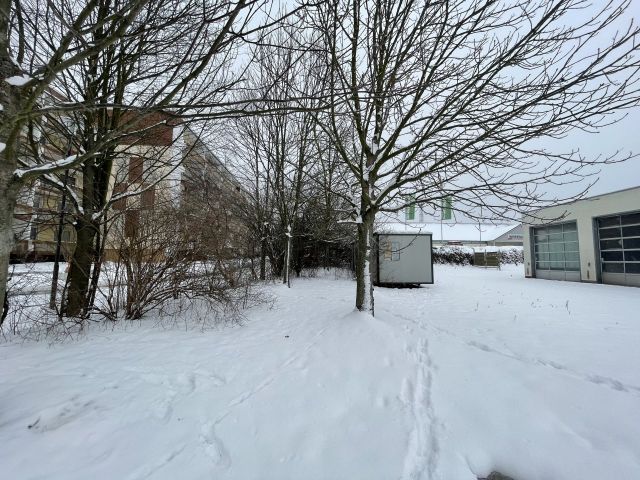 Blick auf Verkaufsfläche und Umgebung - Vertragsfreie mit Gehölzen und Sträuchern bewachsene Grünfläche zwischen einem Wohn- und Gewerbegebiet in der Oberlausitz