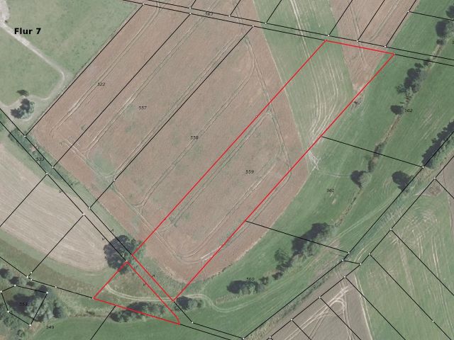 Lageskizze mit Luftbildunterlegung -  1/2 Miteigentumsanteil an einer verpachteten Landwirtschaftsfläche südöstlich der Kleinsiedlung Hetzeberg **über 1 Hektar**