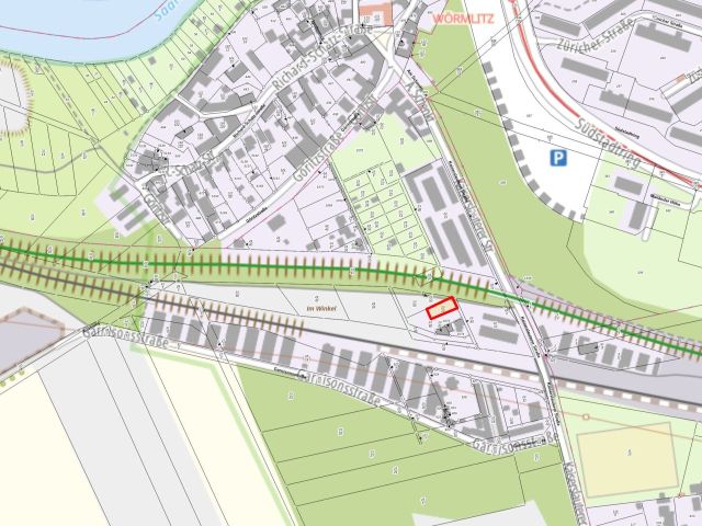Umgebungsskizze - Grundstück in Halle/Saale - teilweise als Hausgarten genutzt und teilweise Brach- und Wegfläche