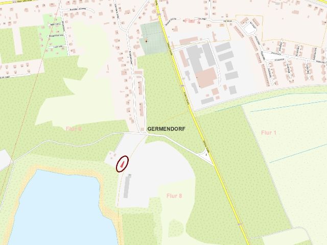 Lageskizze mit Umgebung - Vertragsfreie Kleinstfläche etwa 1,5 km vom Tier-, Freizeit- und Saurierpark Germendorf entfernt