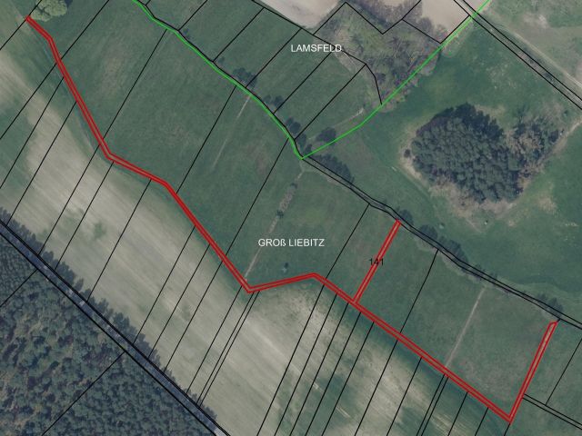 Lageskizze mit Luftbildunterlegung - Vertragsfreie Splitterfläche im Landkreis Dahme-Spreewald **etwa 27 km von Cottbus entfernt**
