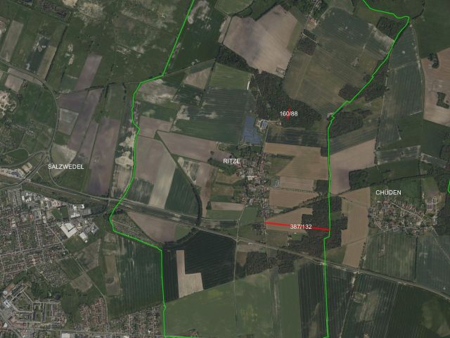 Umgebungsskizze beide Flurstücke - Zwei bis 30.09.2029 verpachtete Splitterflächen in der Altmark