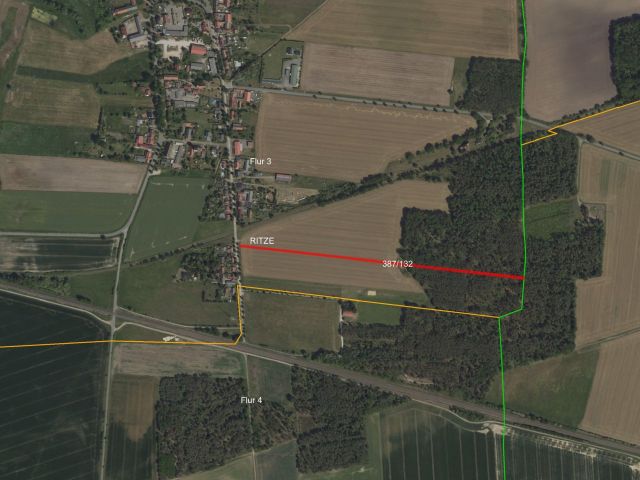 Umgebungsskizze Flurstück 387/132 - Zwei bis 30.09.2029 verpachtete Splitterflächen in der Altmark